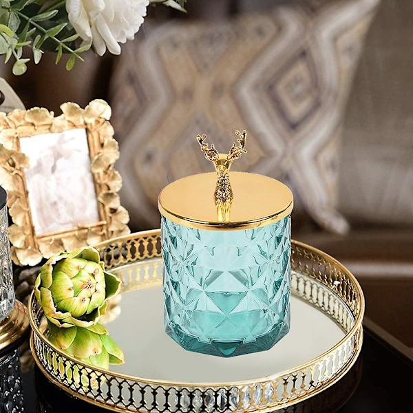 Biscuit Barrel Opbevaringsdåse Krukke Glas, Slikkrukke Dekorative Krukker Med Låg Opbevaring Smykke Glas Nipsgenstand Grå blue