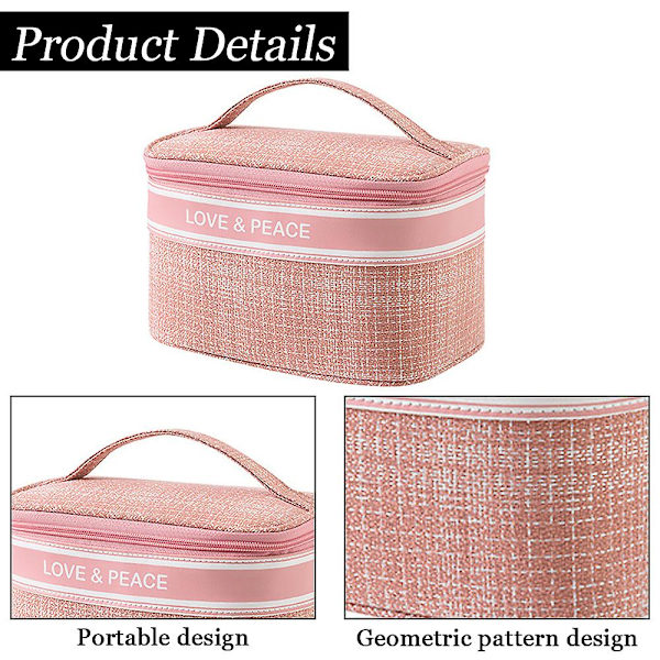 Makeup-väska, researrangör för smink, kosmetiska väskor Pink