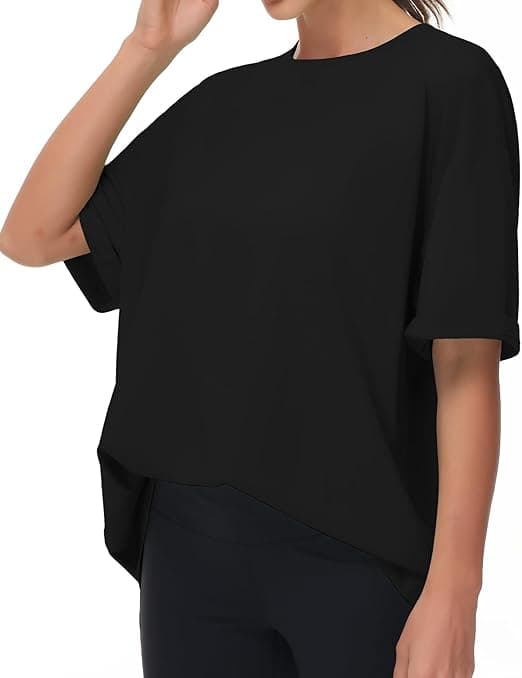 Dam Casual Oversized T-shirts Sommar Rundhals Kortärmad Träning Basic Toppar