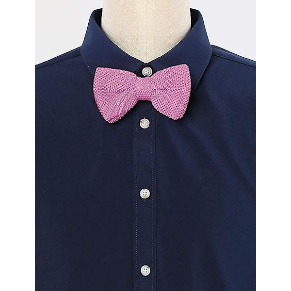 Förknuten slips för män och kvinnor, stickad slips, enfärgad stickad slips, justerbar (rosa)