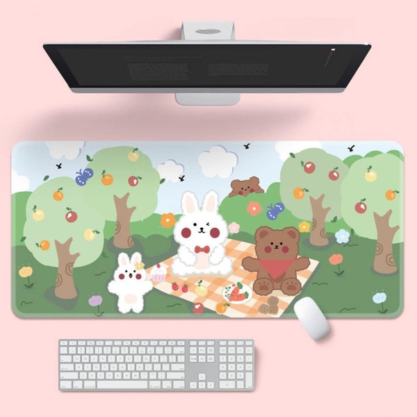 Teen Girls Mouse Pad Kawaii Cartoon Desk Keyboard Mat til bærbar computer kontorbord, perfekt til pige kvinders skrivebordsindretning tilbehør (grøn)