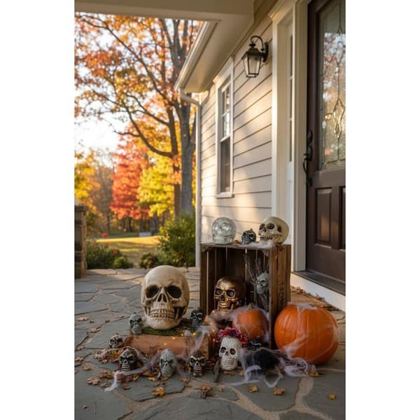 En dekorativ kraniekæbe, perfekt til Halloween.