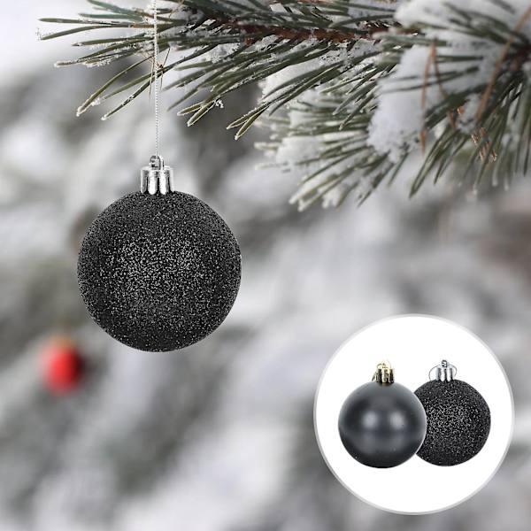 24 st svarta dekorativa julgranshängen Julgranskulor Julgransprydnader Hängande julgranskulor