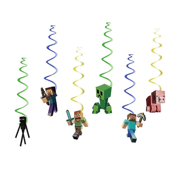Minecraft-tema bursdagsfestdekorasjoner, ballonger, banner, kakepynt