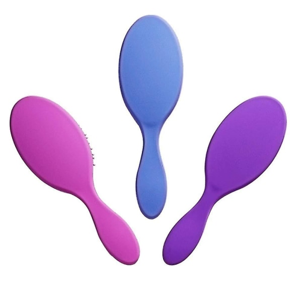 3 pakke reisehårbørstesett for kvinner, rosa/lilla/blå Hs