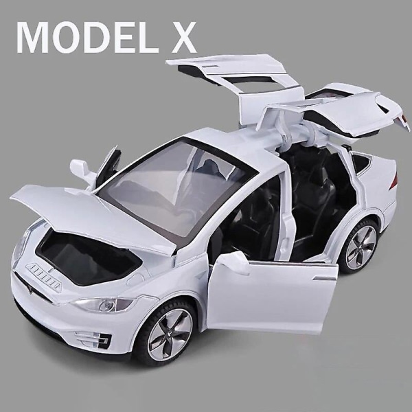1:32 Tesla Model X Model 3 Model S Model Y Legering Bilmodell Diecasts Lekebil Lyd Og Lette Barneleker Til Barn Gaver Gutteleke Model X White