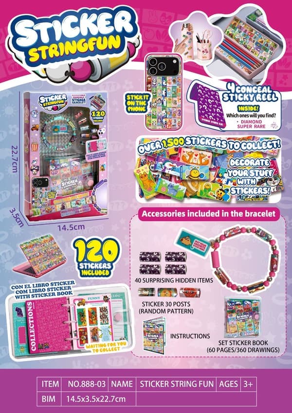 Sticki Rolls Stitch-tarraranneke ja -kaulakoru monivärinen monivärinen
