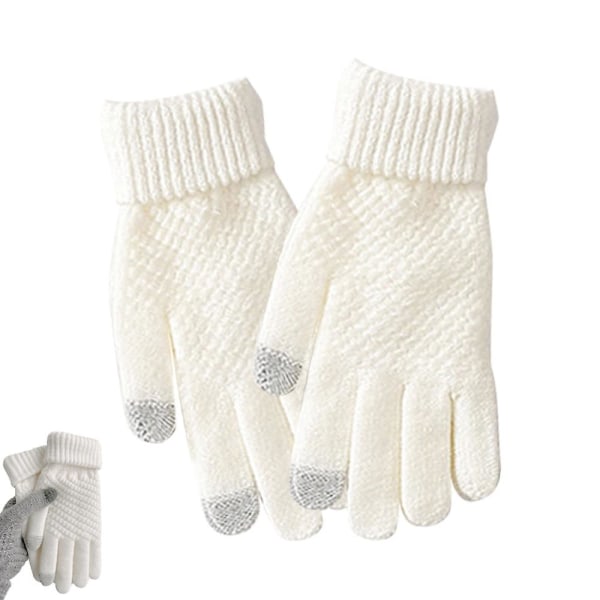 Miesten ja naisten talviset pehmotiivistetut lämpimät käsineet kylmää kestävät kosketusnäytölliset käsineet white