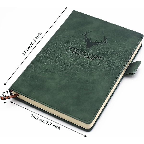 A5 Notebook Journal - Hardcover Executive Notebooks Med Premium Tjockt Papper, College Lined Journal, 8.3\"5.8\", 360 Sidor (grön)