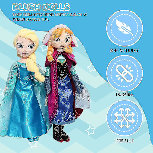 Frozen-pehmolelut, 40 cm:n Elsa-nukke ja Anna-nukke syntymäpäivälahjaksi Anna