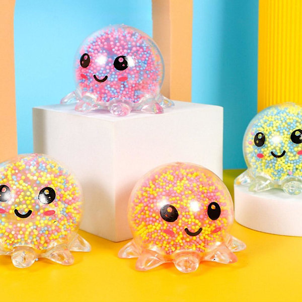 Antistressboll Okrossbar Venting Lysande Bläckfisk Leksak Reliever Squeeze