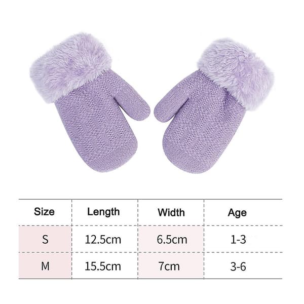2 par höst- och vinterhandskar för barn, halkfria varma och kashmir-stickade handskar M Beige -  purple