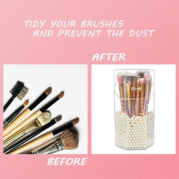 Makeup børsteholder, akryl arrangører og støvtæt opbevaringsboks, akryl makeup børstearrangør med låg, til toiletborde og badeværelser