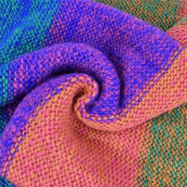 Kvinder farverigt halstørklæde vinterstrikket løkke Infinity tørklæde varm omslagscowl (blå)