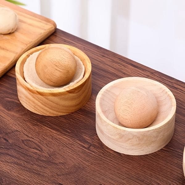 Runde treredskaper for dumplingdeig, sett med 2, kjevler til kjøkkenet