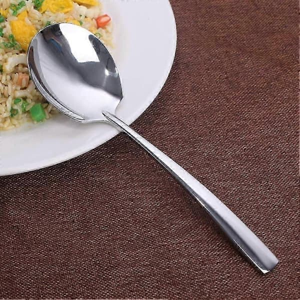 Stor serveringssked, set med 4 stora serveringsskedar i rostfritt stål, spegelliknande yta för elegant buffé