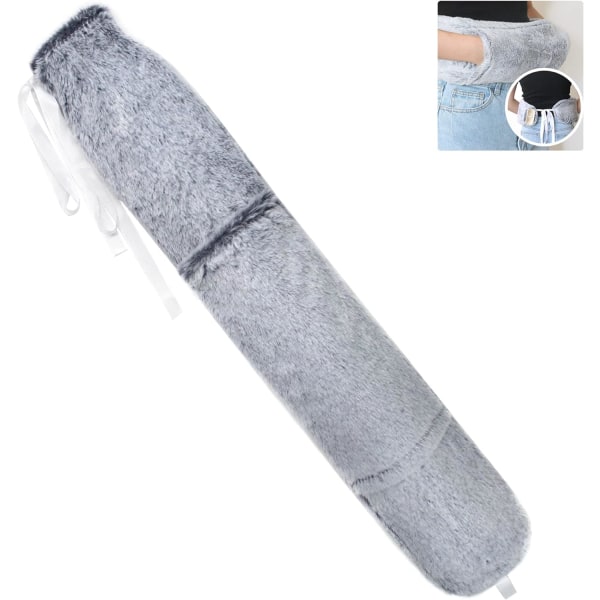 Lång varmvattenflaska med lurvigt cover - Mjukt cover med rem och handficka, 72 cm helkroppslindning varmvattenflaskor långa