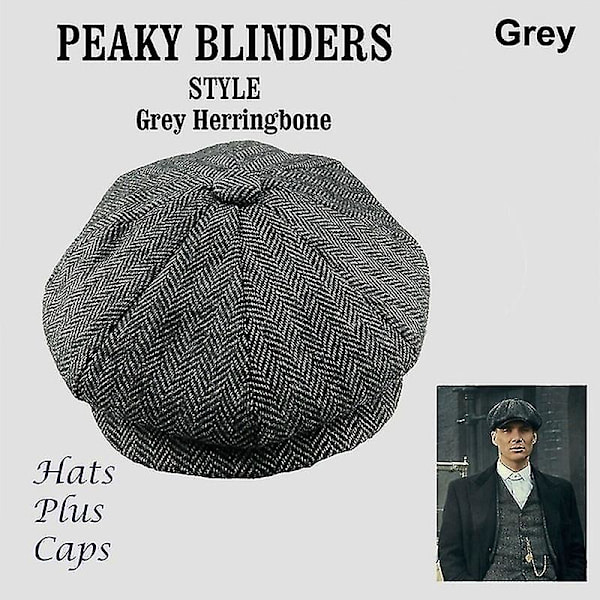 Ny herremode Peaky Blinders hat mænds kasket uldblanding sildebensstof vinterhat varm Black