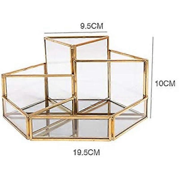 Sminkorganisatör Skönhetsorganisatör Bricka Smycken Penselhållare Guld, Glas Kosmetikbox, Klar Dekorativ Bricka