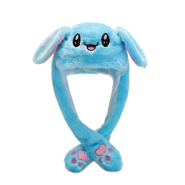 Plys Kanin Øre Hat Kan Bevæge Sig  Interessant Sød Plys Bunny Hat Gaver Til Piger Light Blue Bunny Hat
