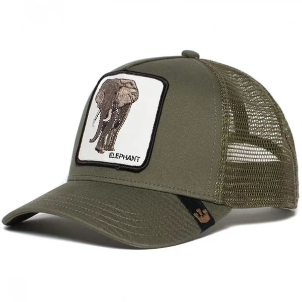 Farm Animal Trucker baseball-hattu Mesh -tyylinen miesten naisten Snapback Elephant