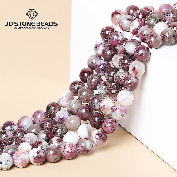 Naturlig sten blomme blomst turmalin ægte rund løs afstandsstift sundhed ædelsten perler til smykkefremstilling Diy armbånd tilbehør 4-5mm approx 91pcs Muticolor Tourmaline