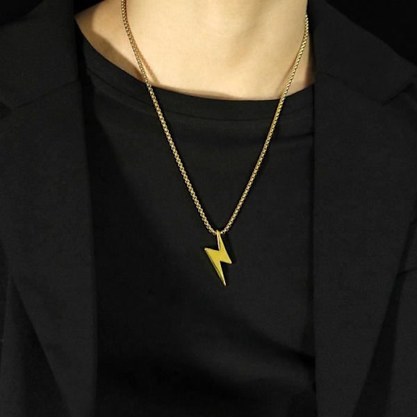 Halsband med blixtberlock i titan stål för män