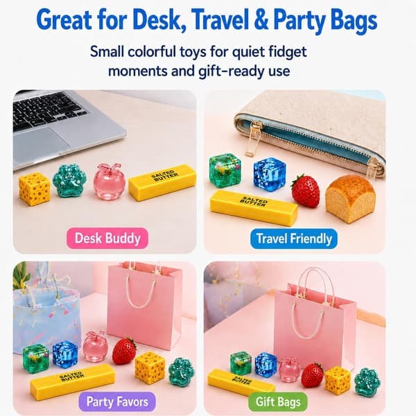 8-pack Squishy Rolig Ost Squishy Mat Squishies Set Långsamt Stigande Smör Jordgubbe Sockerfylld Isbit Äpple Bröd Kattass