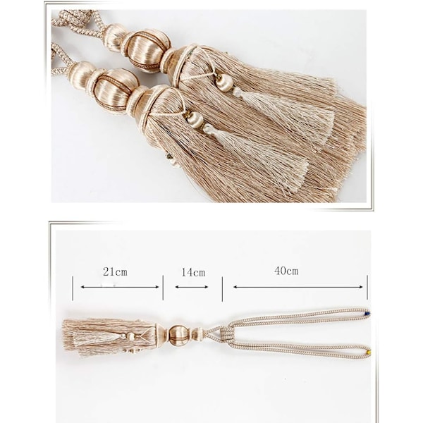 1 par store gardinbindere reb med håndlavede kvaster til store og tunge gardiner Grey