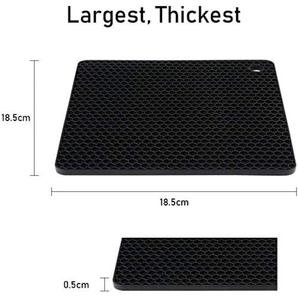 Silikonebordskåner, 4 stk. Silikoneunderlag skridsikre, 18,5 cm Honeycomb køkkenbordskåner Multifunktionelle varmeunderlag, skehvile, madlavning og spisning (firkantet)