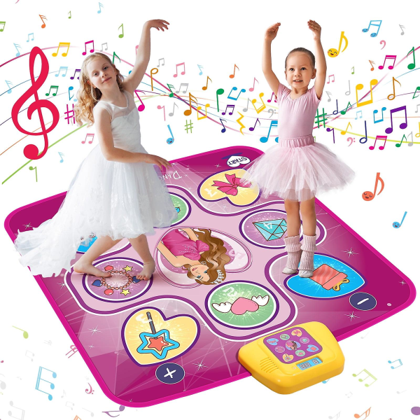 Dansemåtte-gave til 3-12-årige piger Drenge Elektronisk dansepude-legetøj til børn i alderen 4 5 6 7 8 9 10+, Skab sange, Indbygget musik, 5 spiltilstande, Ch