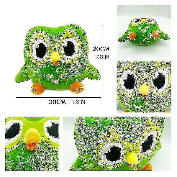 30cm Duolingo Plushie Duo 10 års jubilæum grøn ugle gave til børn dukke plys legetøj 20cm