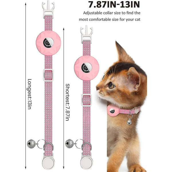 Kattehalsbånd kompatibel med luftmerke, reflekterende kattehalsbånd Breakaway luftmerke kattehalsbånd Pink