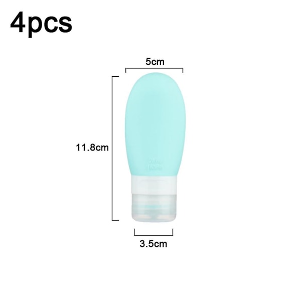 4 stk silikagel sub-flasker, bærbare kosmetiske sub-flasker 60ml green