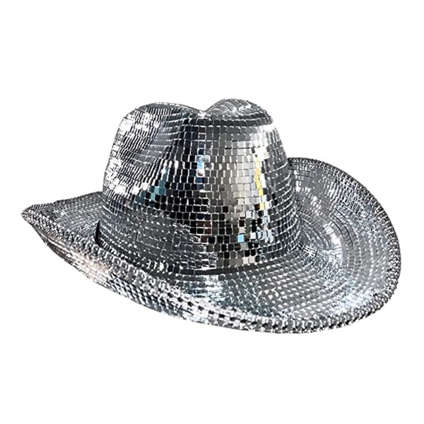 Disco Cowboy Hat - Fuld Spejl Western Top Hat til Festlig Bal Udklædning