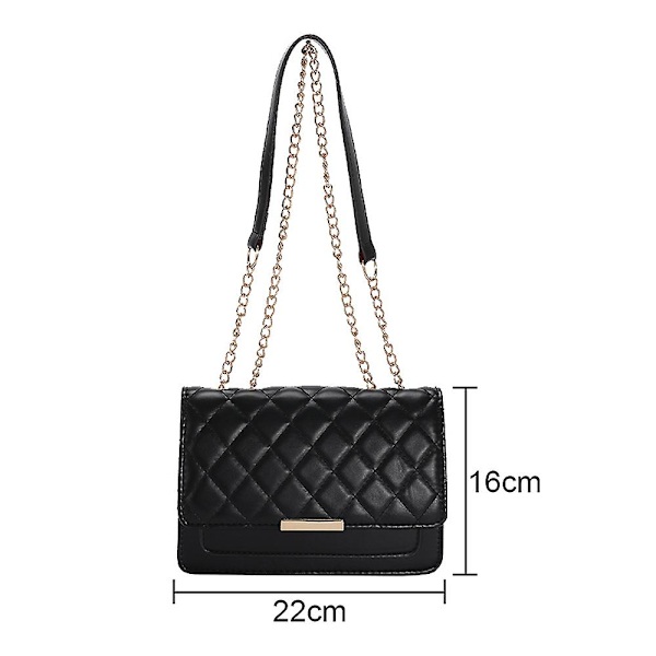 Liten Quiltad Crossbody-väska för kvinnor Quiltad axelväska Handväska med kedjerem Svart black