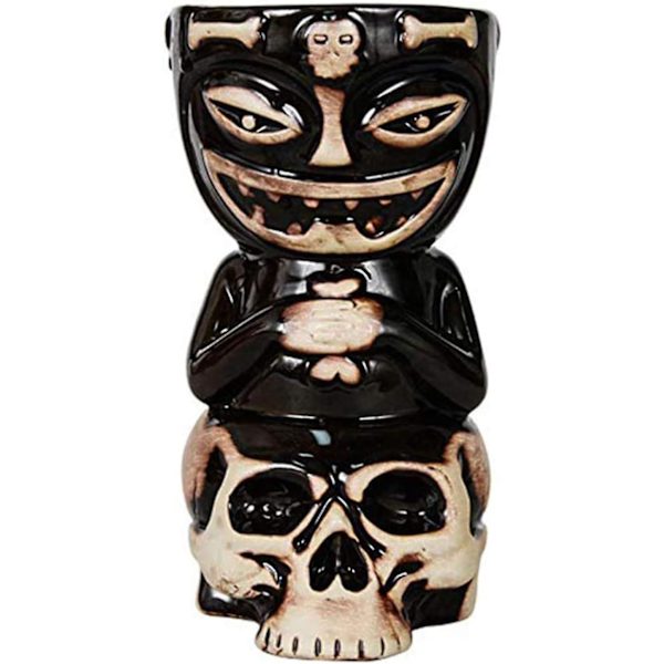 Tiki Mug Tiki Glas Skull Doll Mugg För Tiki Fans Kollektion, Tiki Bar Fest Barware, Keramik, 17.5 Ounces