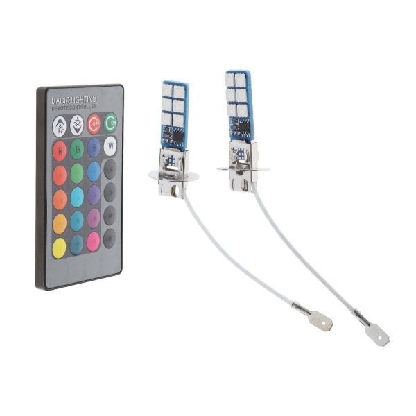 2 st 880 881 H1 H3 RGB LED-bilstrålkastare dimljuslampor H3-kontakt