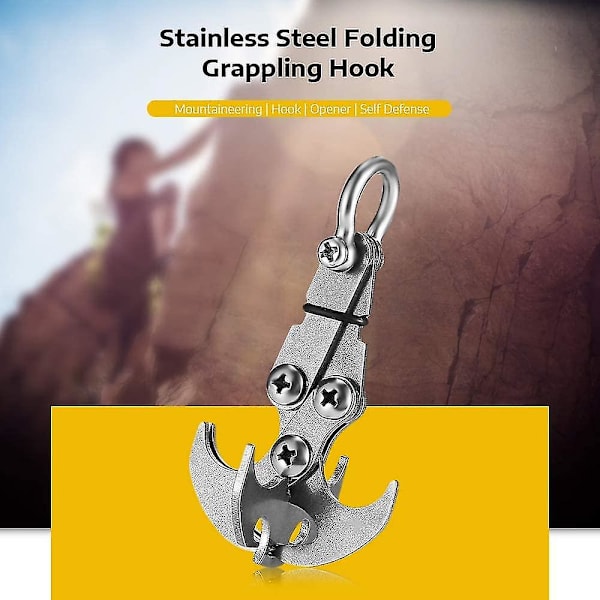 Yaju Udendørs Klatring Rustfrit Stål Foldbar Krog Tyngdekraft Greb Grappling Udendørs Grappling Klatring Klo Redning Edc Gadget Overlevelses Multiværktøj Gave (
