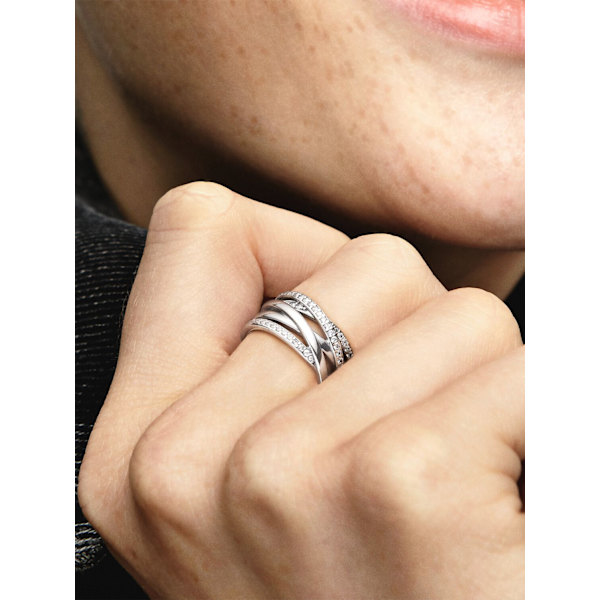 Pandora - Glitrende og Polerte Linjer Ring - Sterling sølv Circumference: 58mm