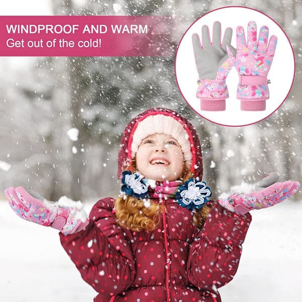 Skihandsker til børn - Pink 7-9 år, Varme vinterhandsker til drenge