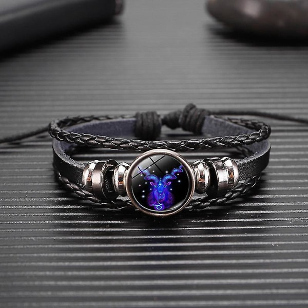 12 stjärntecken Constellation Charm Lysande armband Män Kvinnor Mode Flerskiktsväv Läderarmband Armband Födelsedagspresent Libra