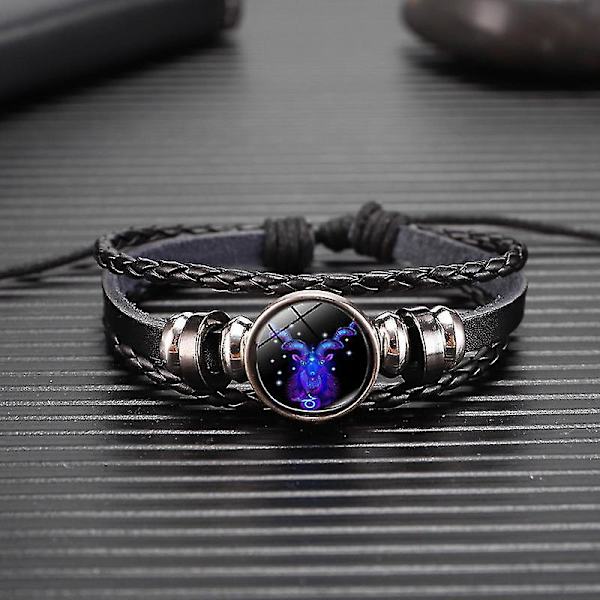 12 stjärntecken konstellation charm lysande armband män kvinnor mode flerskikts väv läder armband armband födelsedagspresent sagittarius