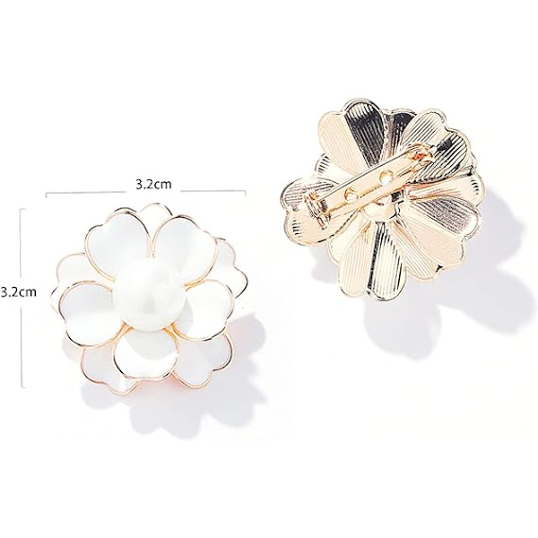 Kvinnors blomma artificiell pärla emalj legering brosch stift vit corsage kläder accessoarer snygg och populär hållbar
