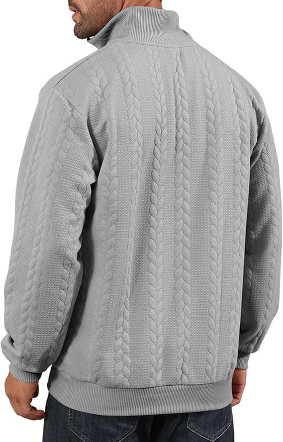 Herre half-zip sweatshirts strikket pullover jumper langærmet jacquard sweatshirts grey