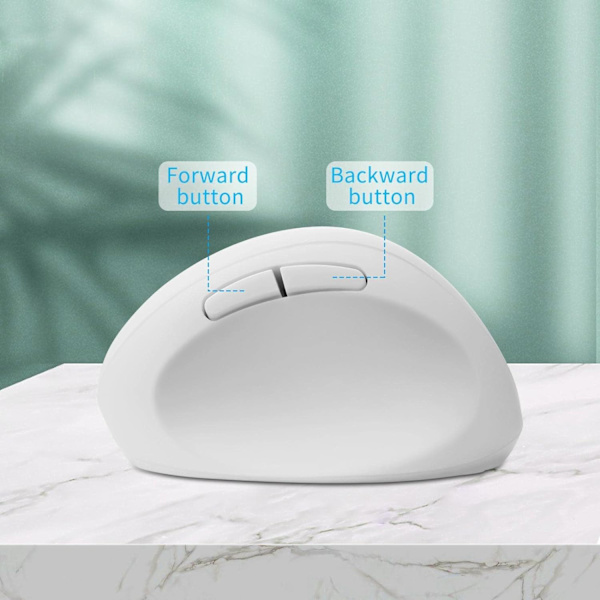 Ergonomisk Mus, Trådløs Mus Genopladelig Vertikal Mus med USB-modtager, 2,4 GHz Trådløs Mus, 6 Knapper, Justerbar DPI 800/1200/1600 White