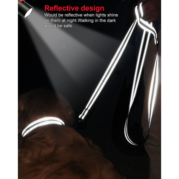 Polstret hundesnor, dobbeltsidet reflekterende nylon hundesnor til træning, gåsnor til små, mellemstore hunde, 1,2 m × 2 cm, sort
