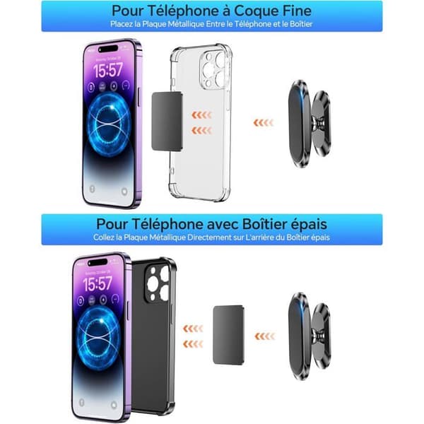 【Sæt med 2】360° Biltelefonmagnet【til iPhone 17 Pro Max 16【med metalplade】