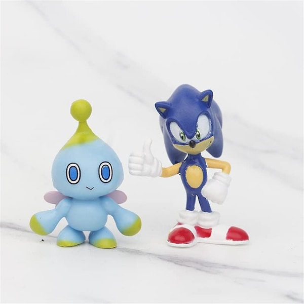12 stk. Sonic actionfigurer til børn og voksne tegneseriefigurer legetøj kagepynt samleobjekt model dukke legesæt skrivebordsdekorationer gaver