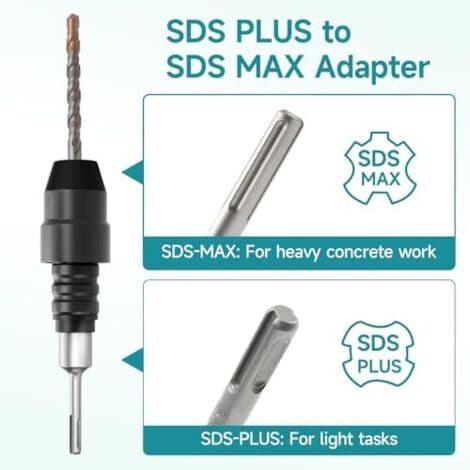 SDS Plus til SDS Max-adapter – 21 cm SDS-Max-adapter laget av robust – SDS Plus til SDS Max-adapter for borhammere og meiselhammere